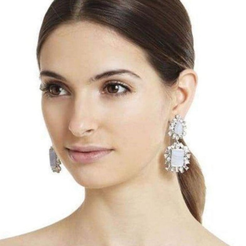 BCBGMAXAZRIA Blue Lace Agate Scattered-Stone Drop Earrings